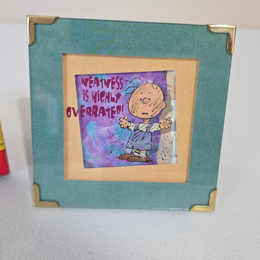2001 Hallmark Peanuts Gallery Framed Art 5x5 Pigpen Neatness Is Overrated In Box
